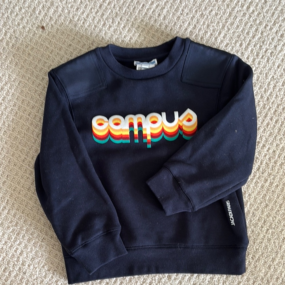 KIDS Jacadi Black Sweatshirt with Colorful 'Campus' Logo